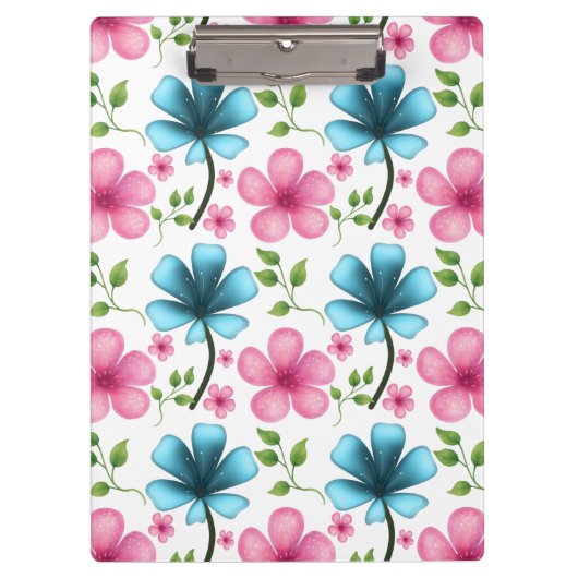 Porte-bloc Pink & Blue Floral Seamless Pattern (Devant)