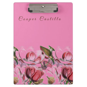 Porte-bloc Pink Simple Professional Calligraphy Magnolias