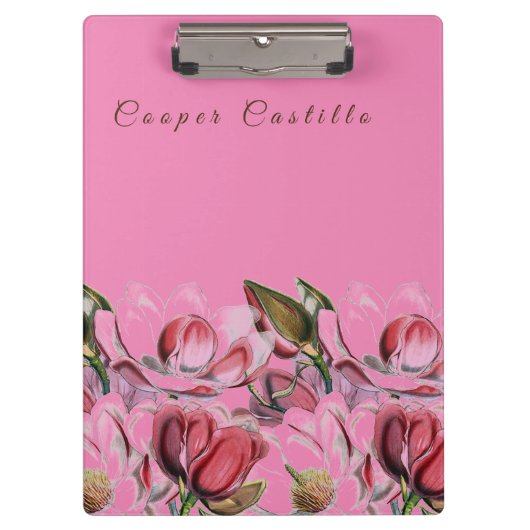 Porte-bloc Pink Simple Professional Calligraphy Magnolias (Devant)