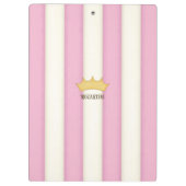 Porte-bloc Pink Stripes Crowned Princess Nom personnalisé (Dos)