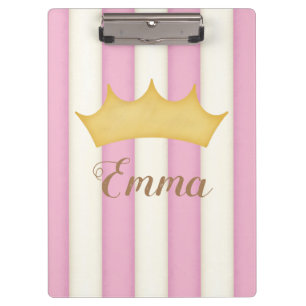 Porte-bloc Pink Stripes Crowned Princess Nom personnalisé