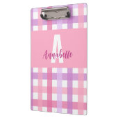 Porte-bloc Pink violet pastel Monogram En vichy Motif (Gauche)