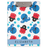 Porte-bloc Pirate Octopus, Motif Octopus, Mer, Votre Nom (Devant)