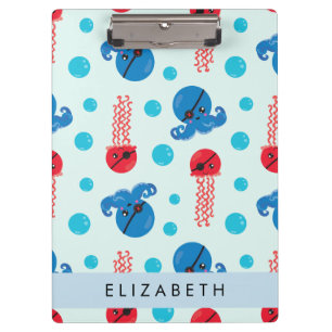 Porte-bloc Pirate Octopus, Pirate Jellfish, Mer, Votre Nom