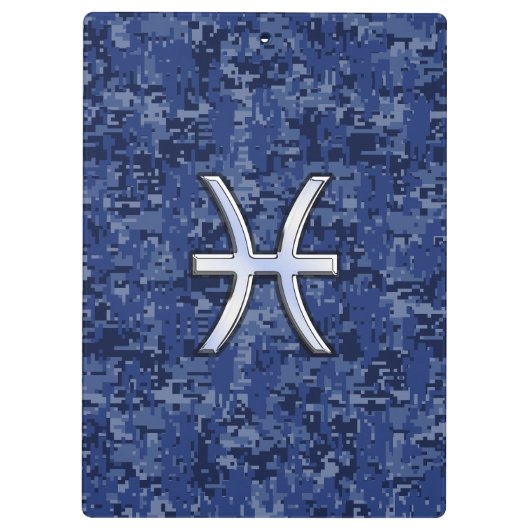 Porte-bloc Pisces Zodiac Sign on Navy Blue Digital Camouflage (Dos)