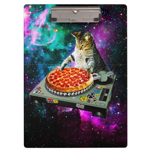 Porte-bloc Pizza de chat du DJ de l'espace (Devant)