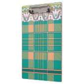 Porte-bloc Plaid et dentelle vert pêche mignonne girly (Gauche)