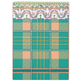 Porte-bloc Plaid et dentelle vert pêche mignonne girly (Dos)