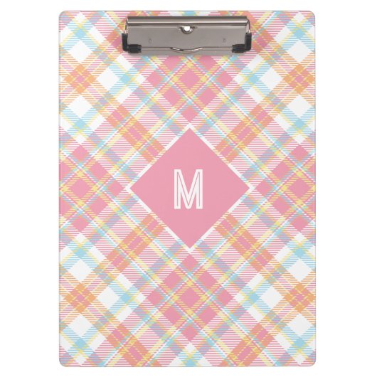 Porte-bloc Plaid Monogramme personnalisé / Motif Tartan (Devant)