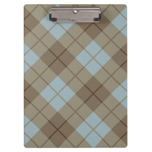 Porte-bloc Plaid polarisé dans le bleu et le brun (Devant)