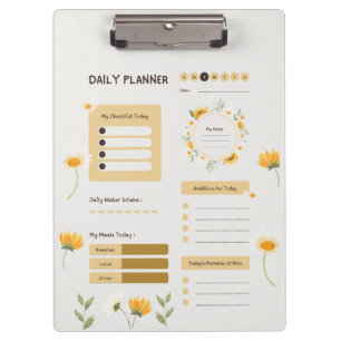 Porte-bloc Planificateur quotidien floral avec tournesols et