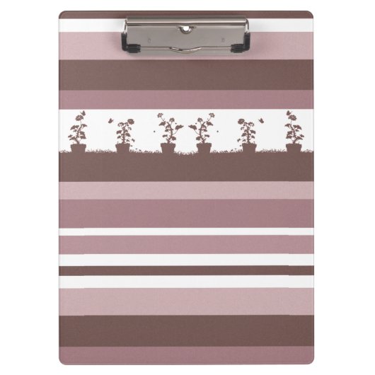 Porte-bloc Plantes en pot à motif de silhouette rayée (Devant)