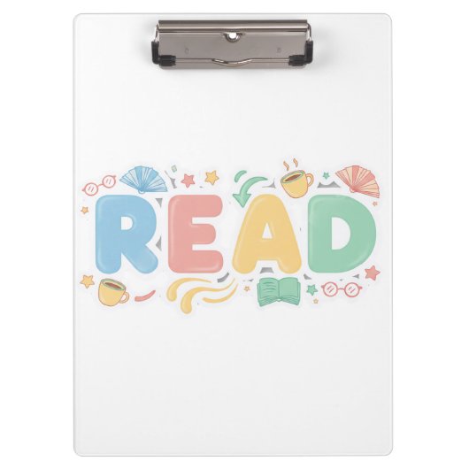 Porte-bloc Playful Pastel Bubble "READ" Sticker Style (Devant)