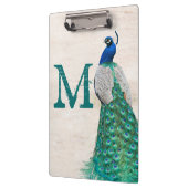 Porte-bloc Plumes d'oiseaux de paon Monogramme Carte d'écrêta (Gauche)