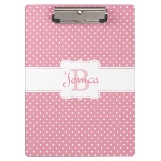Porte-bloc Point Polka rose personnalisé (Devant)
