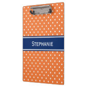 Porte-bloc Pointe Polka blanche orange avec Bleu Royal (Gauche)