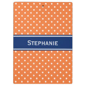 Porte-bloc Pointe Polka blanche orange avec Bleu Royal (Dos)
