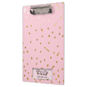 Porte-bloc Points Confetti en or rose Élégant Glam Personnali (Gauche)