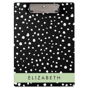 Porte-bloc Points dalmatiens, Spots, Noir et Blanc, Votre nom