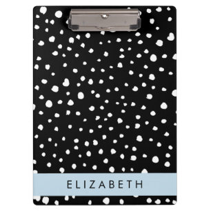 Porte-bloc Points dalmatiens, Spots, Noir et Blanc, Votre nom