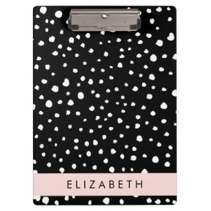 Porte-bloc Points dalmatiens, Spots, Noir et Blanc, Votre nom