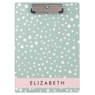 Porte-bloc Points Dalmatiens verts, Spots, Votre Nom