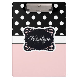 Porte-bloc Points roses et noirs