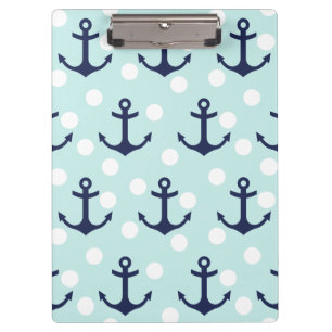 Porte-bloc Pois et ancres en bon état nautiques de bleu