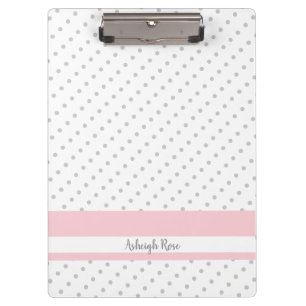 Porte-bloc Pois gris mignons avec rose, personnalisé