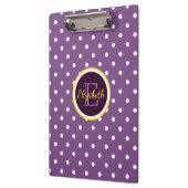 Porte-bloc Pois mignons violets monogrammes (Gauche)