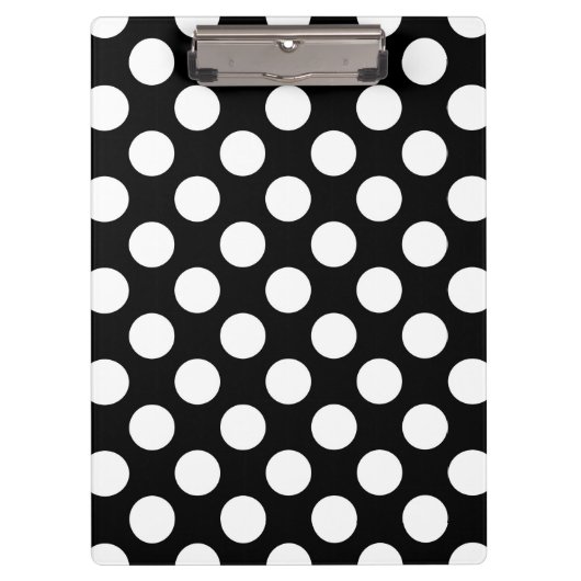 Porte-bloc Pois noirs et blancs, Motif Polka (Devant)