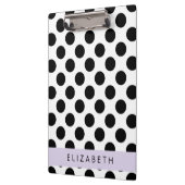 Porte-bloc Pois noirs et blancs, pointillés, Votre nom (Gauche)