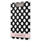 Porte-bloc Pois noirs et blancs, pointillés, Votre nom (Gauche)