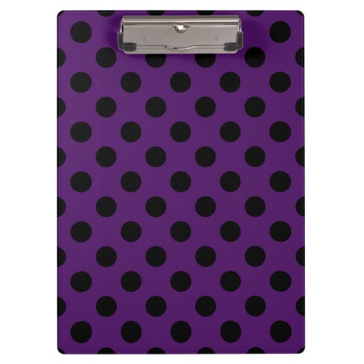 Porte-bloc Pois noirs sur prune violette (Devant)