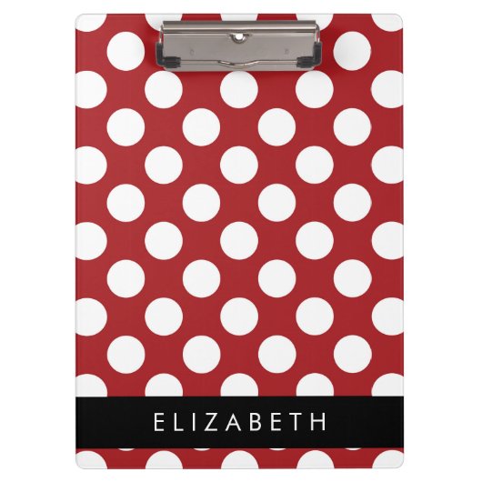 Porte-bloc Pois Rouges, Motif Polka Dot, Votre Nom (Devant)