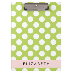 Porte-bloc Pois verts, Motif Pointe Polka, Votre Nom