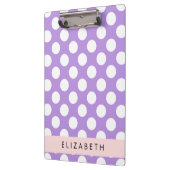 Porte-bloc Pois violets, Motif Pointe Polka, Votre Nom (Gauche)