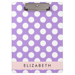 Porte-bloc Pois violets, Motif Pointe Polka, Votre Nom