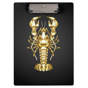 Porte-bloc Poisson à langouste polygonale dorée sur noir