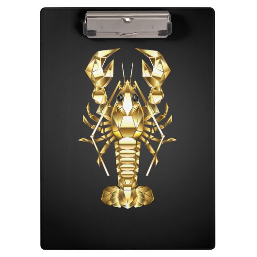 Porte-bloc Poisson à langouste polygonale dorée sur noir (Devant)