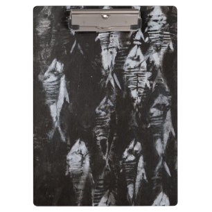 Porte-bloc Poisson blanc fossile sur Arrière - plan noir