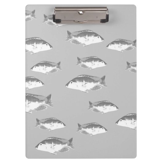 Porte-bloc Poisson gris monochrome (Devant)