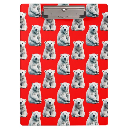 Porte-bloc Polar Bear Pattern Design On Red  (Devant)