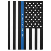 Porte-bloc Police Mince Ligne Bleue Drapeau Américain Nom per (Dos)