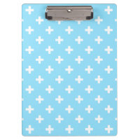 Polka blanche croise sur bleu bébé