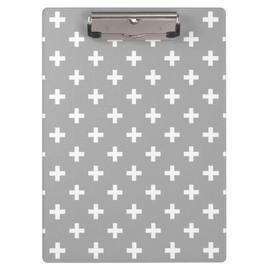 Porte-bloc Polka blanche croise sur gris (Devant)