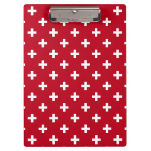 Porte-bloc Polka blanche croise sur rouge