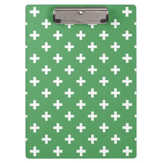 Porte-bloc Polka blanche croise sur vert (Devant)