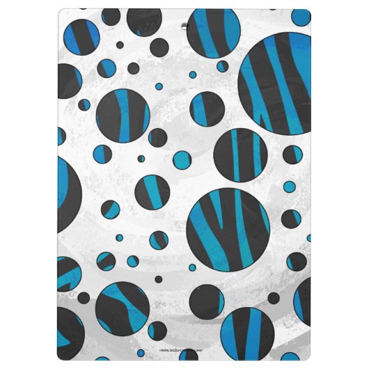 Porte-bloc Polka Dot Zebra Motif noir et bleu (Dos)