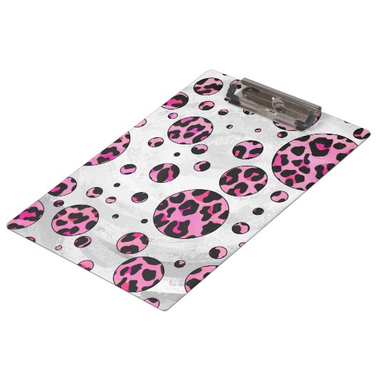 Porte-bloc Polka Leopard Pot noir et rose chaud (Incliné)